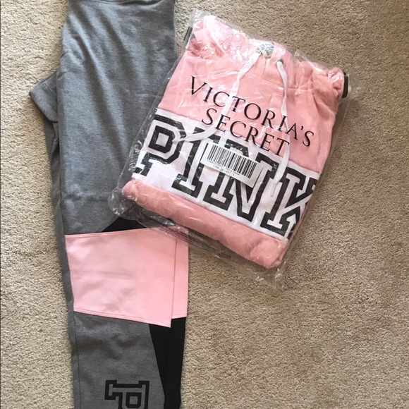 PINK Victoria's Secret Tops - NIP VS PINK HIGH WAIST LEGGING CROP RAW HOODIE